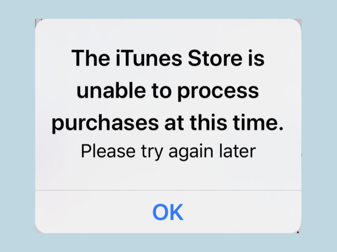 The iTunes Store is unable to process purchases at this time